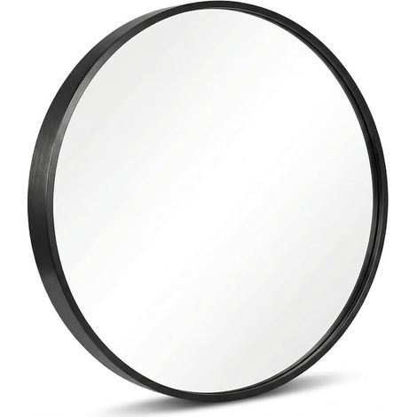Round Wall Mirror 40 cm Black Aluminium Alloy Frame Bathroom Bedroom Entrance (1/5)