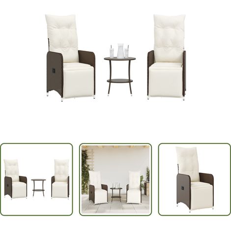 Gartentisch -  Outdoor-Lehnstühle 2 Stk. mit Tisch Braun Poly Rattan (1/5)