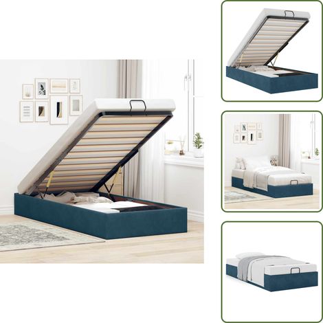 Cadre de lit ottoman sans matelas bleu foncé 80x200 cm velours - Lit Ottoman - Lits Ottoman - Cadre De Lit - Cadre De Lit Avec Rangement (1/5)