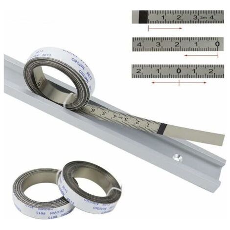 FENOPLASTICARègles métriques, Bandes de Piste Auto-adhésives, pour scie à Onglet, Mètre à Ruban, Règle d'échelle, du Centre à Droite et à Gauche, 2.5M-0-2.5M, Argent, 1PC (1/4)