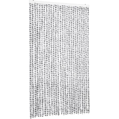 Rideau anti-mouches gris clair et gris foncé 118x220cm chenille CFW65121 (1/5)