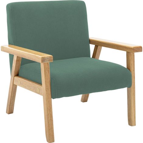 Children's scandi-style armchair, corduroy and rubberwood khaki 47x43.5x50 cm - Isak kids