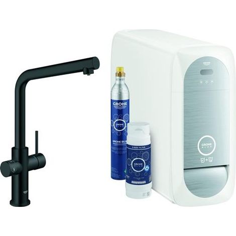 Mitigeur de cuisine GROHE Blue Home avec filtration – Bec tube pivotant 150° – Bluetooth/WIFI – Finition velvet black – 31454KS1