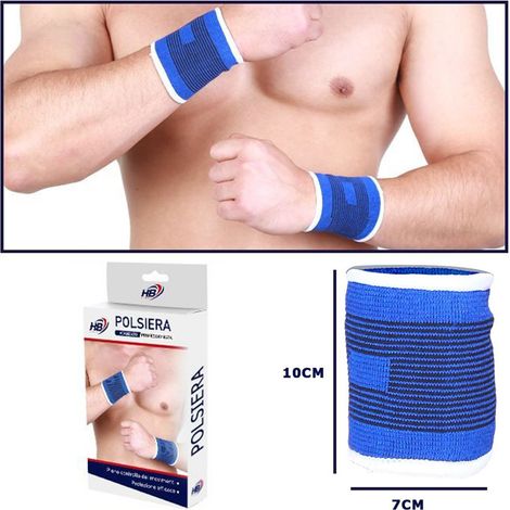 TrAdE Shop Traesio - Coppia Polsini Elastici Per Polso Fitness Sport Anallergico Protezione Blu -
