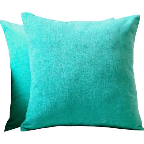Fundas Cojín Chenilla Suaves Turquesas 60x60 cm 2 uds (1/4)