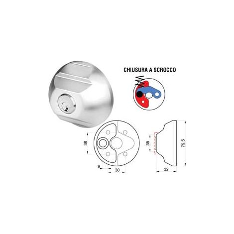 SERRATURA DI SICUREZZA PER FURGONI KA PZ.2 RIF70- - ø mm.79,5x32h. - 1 confezione DISEC