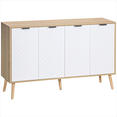Buffet Meuble de rangement 120 cm blanc à étagères ajustables (1/5)