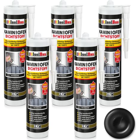 IsolBau Camino Silicone 1500°C Kamin Ofen Dichtstoff 5 x 300ml (1/5)