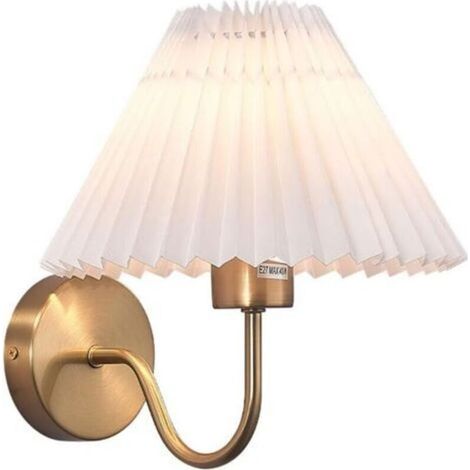 Goldene Wandleuchte mit plissiertem PVC-Schirm und 5-W-Glühbirne in Warmweiß, Innenbeleuchtung, 1 Stück (1/5)