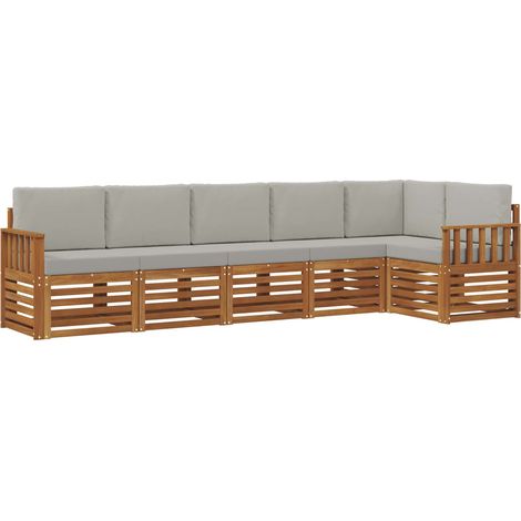 Conjunto de sofás de exterior 6 uds. Gris Natural y Claro vidaXL (1/5)