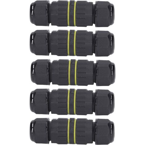 Lot de 5 connecteurs étanches IP68 M16 3 broches pour câbles 7-10mm, raccord fileté de câble extérieur jardin, domino électrique à vis pour bande LED, certifié CE SAA UL TUV RoHS (1/5)