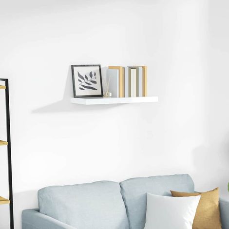 vidaXL Estante flotante de pared blanco brillante MDF 60x23,5x3,8 cm (1/5)