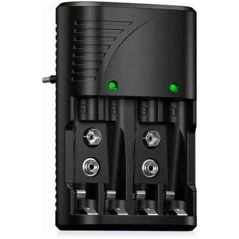Universal battery charger for AA/AAA/9V, 6802 fast charger for rechargeable NiMH AA/AAA or 9V batteries, with LED display, worldwide voltage.--DTEKGAZ