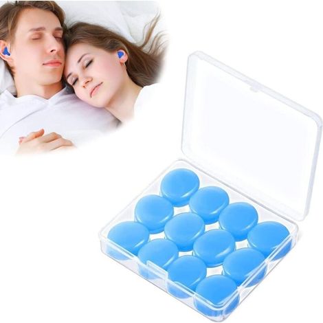Bouchons d'oreilles de sommeil, bouchons d'oreilles en silicone, bouchons d'oreilles anti - bruit, protection auditive, réutilisable, sommeil, natation, 12PCS (1/4)