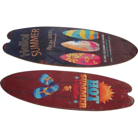 Décoration Murale Style Artistique Créatif Planche de Surf en Bois 2pcs Suspendre Murale pour Décorations Thème Plage (1/5)