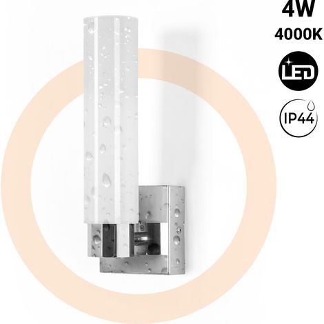 Applique LED tubulaire pour salle de bain - 4W - 320lm - IP44 - Chromé