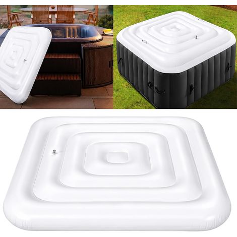 Housse thermique gonflable pour piscine à remous - Avec poignées et valve de gonflage - Imperméable et indéchirable - Économie d'énergie - Résistante à l'hiver - Blanc - 165 cm (1/5)
