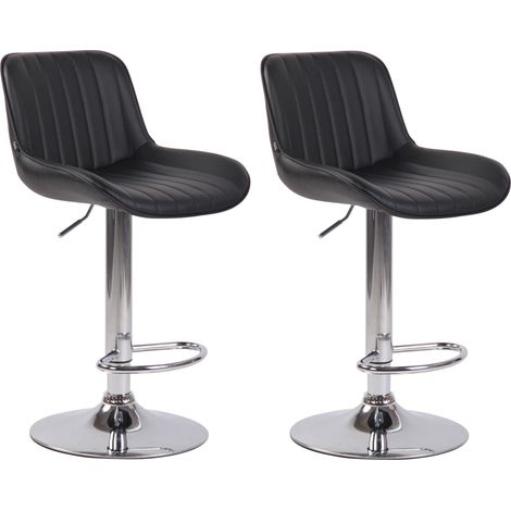 2er Set Barhocker Lentini Kunstleder schwarz chrom (1/4)
