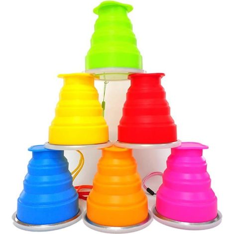 6 Pièces Gobelet Pliable en Silicone Réutilisable avec Couvercle, Verre et Tasse de Voyage Compacte,Bureau et Voyages (1/4)