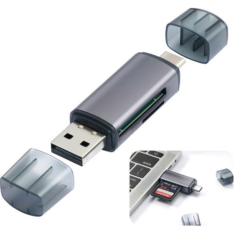 Adaptateur de lecteur de carte SD USB C, lecteur de carte mémoire à double fente compatible avec 15 Pro/Max, MacBook Pro/Air 2023, iPad Pro, iMac, S23, XPS 17, Surface Book 3 - Données (1/5)