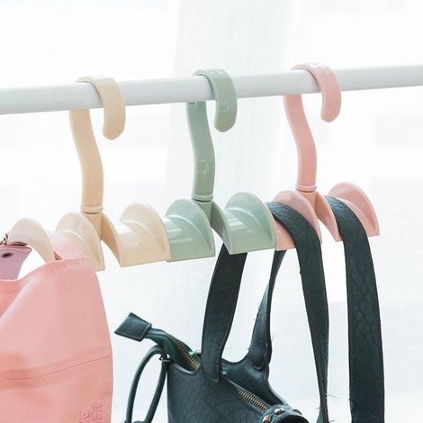 Crochets pour sacs à main lot de 3 - Support de sac double crochet, porte-sac en plastique ABS, vert scandinave, rose scandinave, style nordique (1/5)