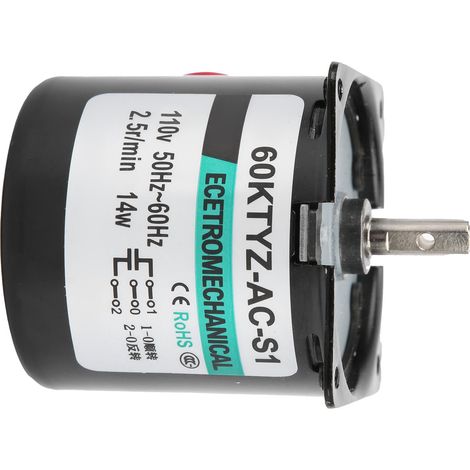 Moteur synchrone à courant alternatif 14 W à aimant permanent, vitesse lente, bidirectionnel, arbre central à torsion élevée, XD60KTYZ, 2,5 tr/min, 110 V CA (1/5)