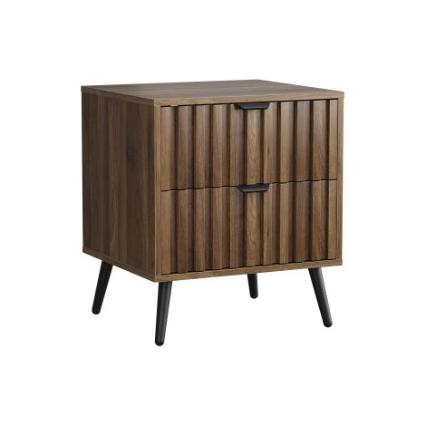 Nachttisch Walnuss modern mit 2 Schubladen, eingelassenes Design, Nachtschrank Holzoptik für Schlafzimmer Wohnzimmer Flur, 45 x 40 x 53 cm