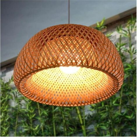 Hängende Laterne aus Bambusgewebe im vietnamesischen Stil, dekorative Pendelleuchte, Kronleuchter für Restaurants, Flure, Wohnzimmer, Bars, Cafés, 30 x 18 cm (1/5)