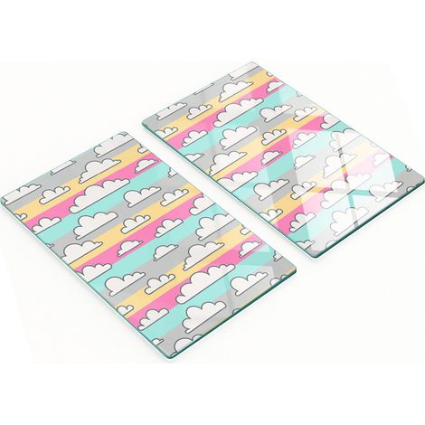 Tableros de vidrio decorativos multifuncionales con estampado de nubes, 2x30x52 cm.