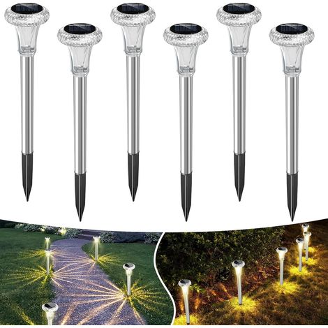 lampe solaire exterieur jardin Blanc chaud, 6 pièces lampe solaire exterieur adapté pour l'extérieur, la pelouse, le jardin, la cour (1/5)