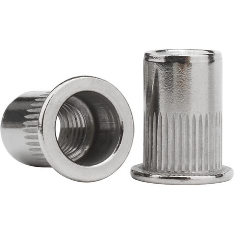 100 vis écrous rivet M6 inox 304 tête plate, inserts taraudés, fixation aveugle, kit de 100 pièces pour tôles, visserie robuste (1/5)