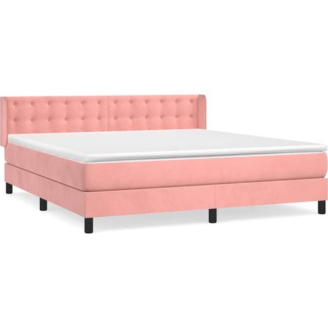 Maison Exclusive - Giroletto a Molle con Materasso Rosa 160x200 cm in Velluto (1/5)