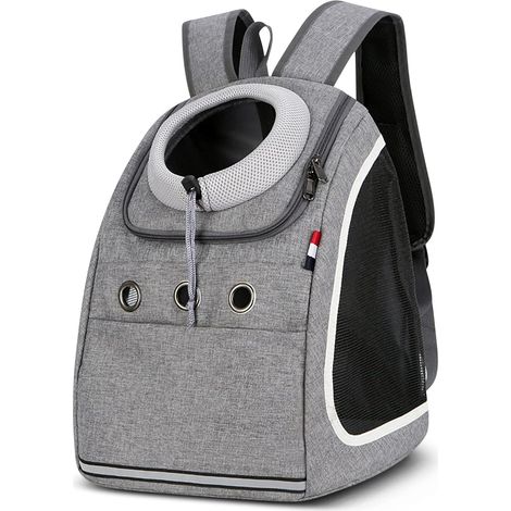 Sac à dos pour chien gris - Transport portable confortable et respirant pour petit chien, chaton, voyage, randonnée, camping (1/5)