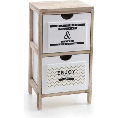 Cómoda decorativa moderna 30 x 24 x 53 con cassetti bianchi y mensajes motivacionales