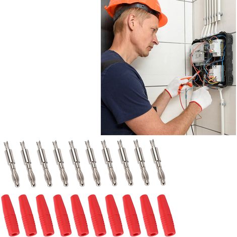 22.040 Fiche banane lanterne 4,0 mm, cuivre pur, métal nickelé, moulée par injection, accessoires, bornes mâles soudées, rouge (1/5)