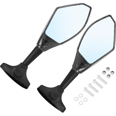 Adapté aux rétroviseurs latéraux de moto, style fibre de carbone, avec clignotants LED, type universel, compatible avec Honda, Kawasaki, Suzuki, Yamaha et autres modèles, rétroviseur réglable. (1/2)