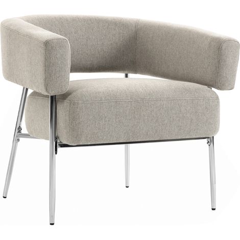 Fauteuil salon - HOMCOM - dossier incurvé et accoudoirs - style moderne - tissu aspect lin - 77 x 67 x 72 cm - marron clair (1/5)