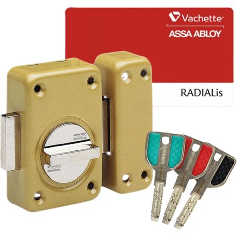 Verrou de porte Bouton/Cylindre V136, Sécurité Maximum - Cylindre ø 25mm, Longueur 45mm, 10 goupilles - 67740/SC - Anti crochetage perçage arrachement - 3 clés et carte de propriété