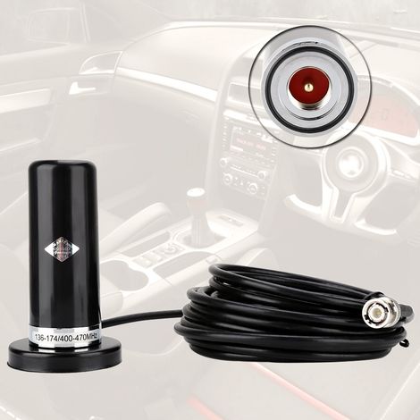 Radio mobile VHF/UHF bi-bande pour véhicule/voiture, connecteur BNC mâle, fixation magnétique (1/5)