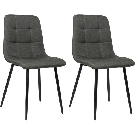 Lot de 2 chaises de salle à manger en tissu gris foncé pieds métal noir mat style moderne CDS101104 (1/5)