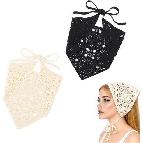 - 2er-Set Haarbänder - Boho-Kopftücher - Elastische Haarbänder - Turban/Bandana - Weicher Chiffon - Für Damen und Mädchen - Haartuch (1/5)