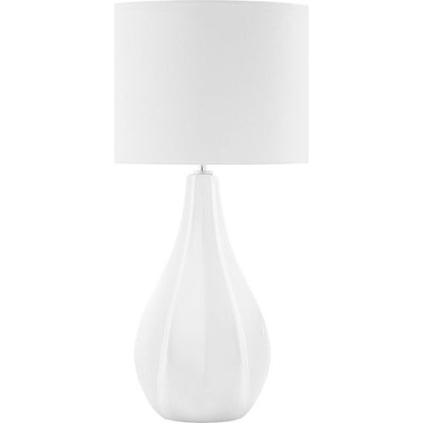 Lampe à Poser E27 Max 60W en Porcelaine Blanc et Beige Clair Base en poire Santee