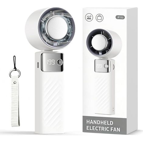 Neuer tragbarer Mini-Ventilator (2026), wiederaufladbar, klein, für den Handgebrauch, als Tisch-, Nacken- oder faltbarer Ventilator, Kühlleistung bis zu 13 Stunden, ideal für Büro, Camping, Sport und (1/5)