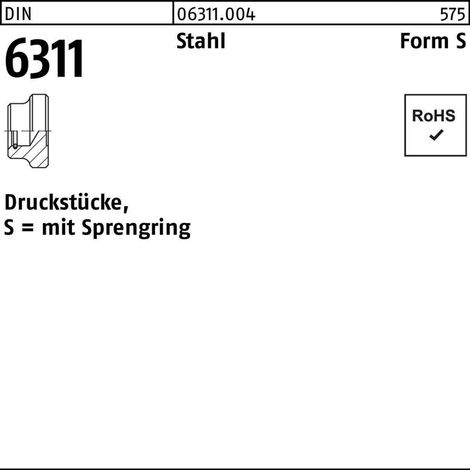 DIN 6311 Form S Druckstück M20 Stahl blank m. Sprengring 5 Stk (1/2)