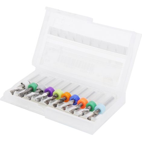 Jeu de 10 forets micro en alliage dur de 3,1 à 4 mm, à queue droite et hélicoïdale, pour circuits imprimés. (1/5)