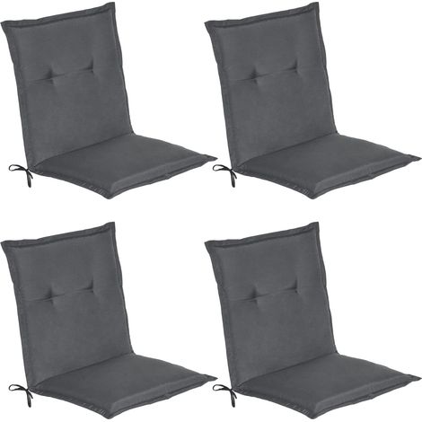 Beautissu Loft NL - Set de 4 Cojines para sillas de balcón o Asiento Exterior con Respaldo Bajo - 100x50x6 cm - Placas compactas de gomaespuma	Gris grafito