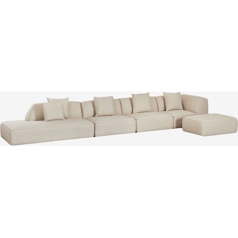 SKLUM Cardea 4-teiliges modulares Ecksofa mit Chaiselongue links und gepolstertem Hocker                                   