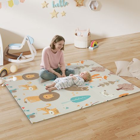 Bright Animal Pattern Play Mat for Infants-Soft XPE Foam,Water-Resistant,Anti-Slip,Foldable,2.57㎡ Safe Space for Kids (1/5)