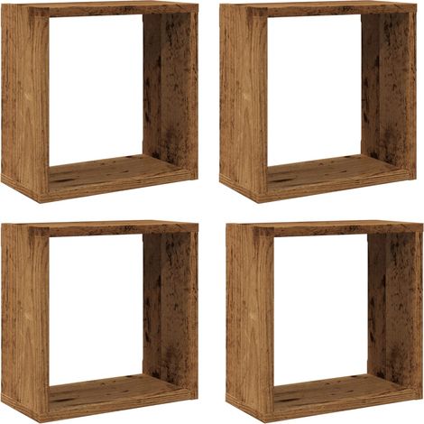 Wall Cube Shelves 4 pcs Old Wood 30x15x30 cm Engineered Wood vidaXL