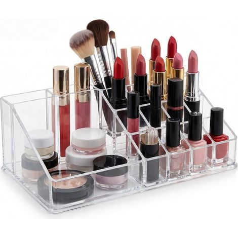 Kosmetik-Organizer aus transparentem Acryl (22,3 x 12,7 x 8 cm) – Modern – Rot
